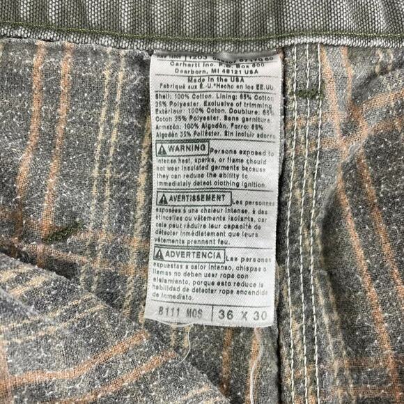 Vintage Carhartt Moss Green Fleece Lined Carhartt Carpenter Pants Size 36x24 - Picture 5 of 6